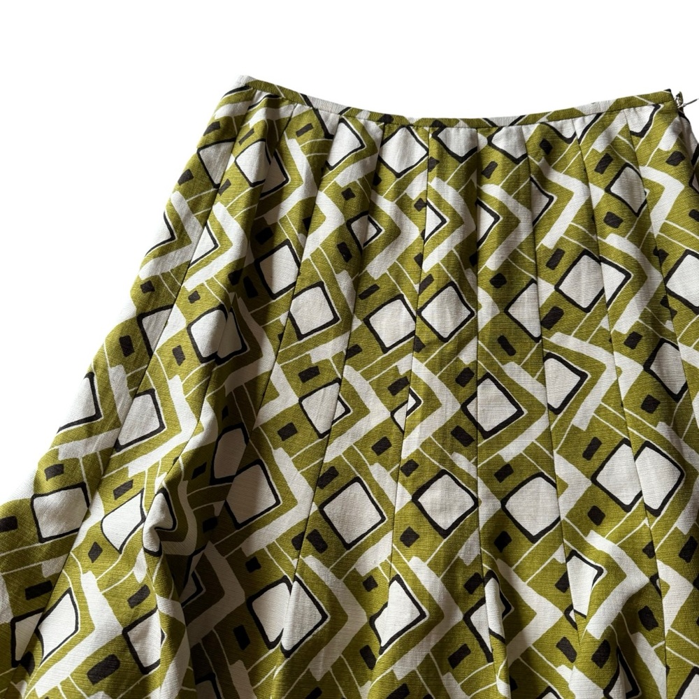 NWT Lafayette 148 Multicolor Geometric Print Silk Cotton Blend A Line Skirt - Picture 3 of 15